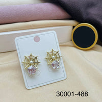 Klitz Stylish Spider Web Design Austrian Stone Stainless Steel Drop Earrings