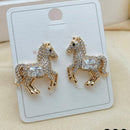 Klitz Stylish Horse Design Austrian Stone Stainless Steel Stud Earrings