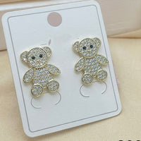 Klitz Austrian Stone Teddy Bear Stainless Steel Stud Earrings
