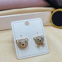 Klitz Austrian Stone Teddy Bear Stainless Steel Stud Earrings