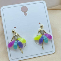 Klitz Stainless Steel Elegant Ballerina Crystal Dangler Earrings