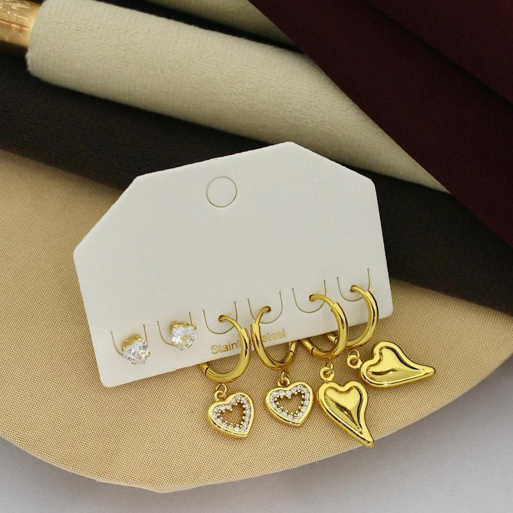 Klitz Designer Crystal Stone Studs Earrings Multi Set (Assorted Desing)