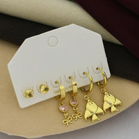 Klitz Designer Crystal Stone Studs Earrings Multi Set (Assorted Desing)