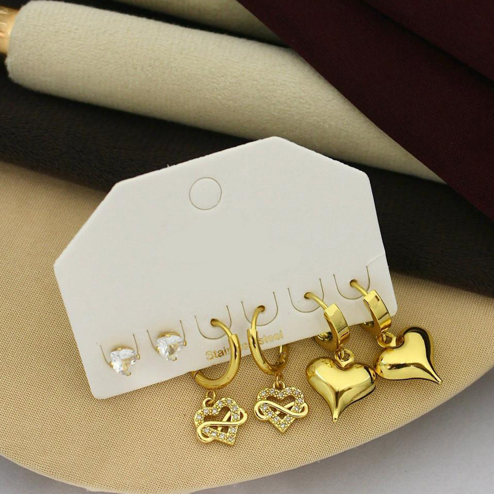 Klitz Designer Crystal Stone Studs Earrings Multi Set (Assorted Desing)