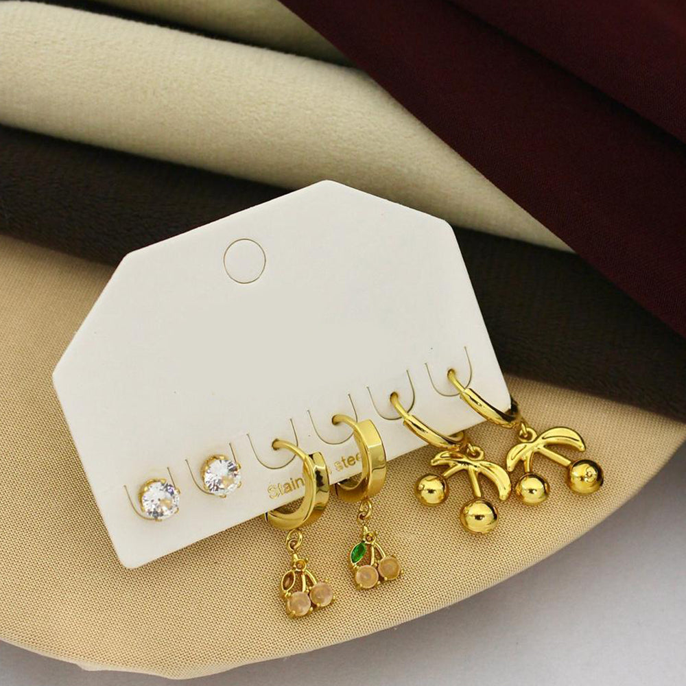 Klitz Designer Crystal Stone Studs Earrings Multi Set (Assorted Desing)