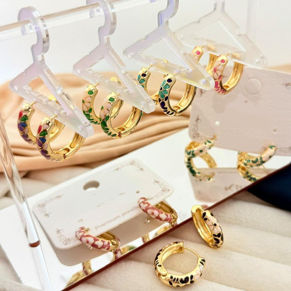 Klitz Traditional Multicolor Meenakari Hoop Dangler Earrings (Assorted Color) (Pack of 12)