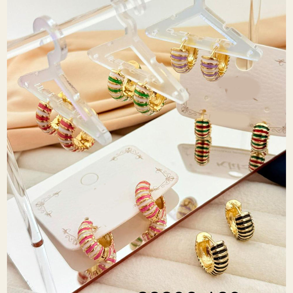 Klitz Traditional Multicolor Meenakari Hoop Dangler Earrings (Assorted Color) (Pack of 12)