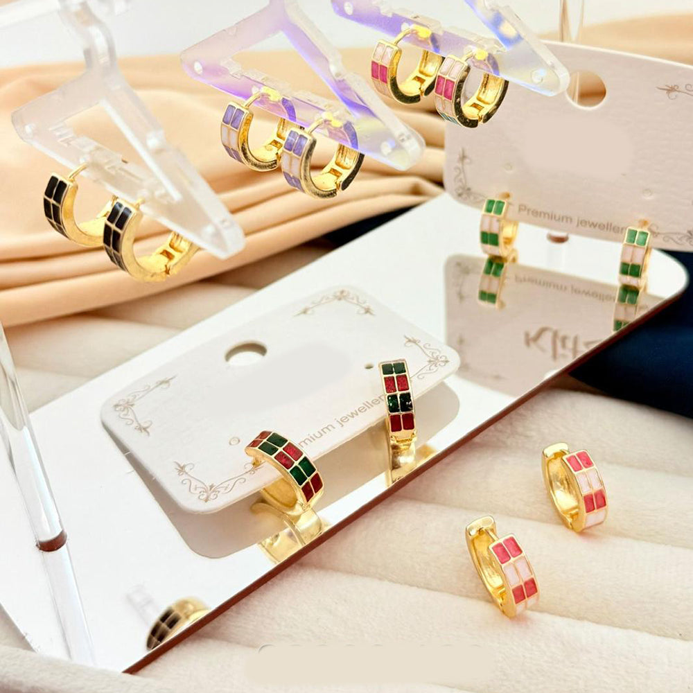 Klitz Traditional Multicolor Meenakari Hoop Dangler Earrings (Assorted Color) (Pack of 12)