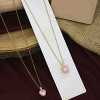 Klitz Premium Jewellery Crystal Stone Heart Shape Necklace (Pack of 12)