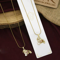 Klitz Cute Sparrow Motif Crystal Stone Necklace (Pack of 12)