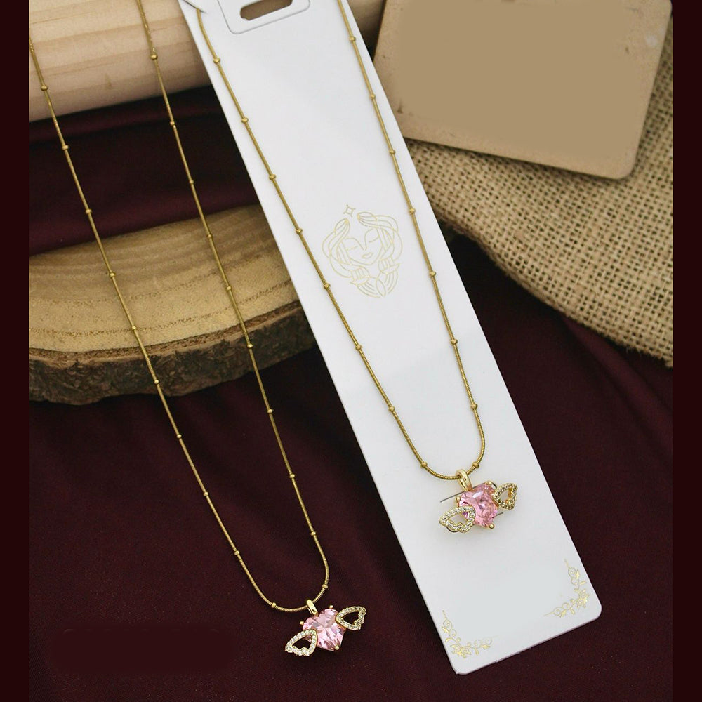 Klitz Premium Jewellery Crystal Stone Heart Shape Necklace (Pack of 12)