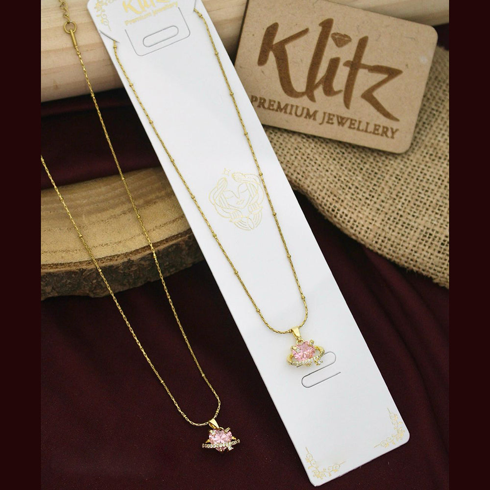 Klitz Premium Jewellery Crystal Stone Heart Shape Necklace (Pack of 12)