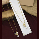 Klitz Premium Jewellery Crystal Stone And Pearl Heart Shape Necklace (Pack of 12)