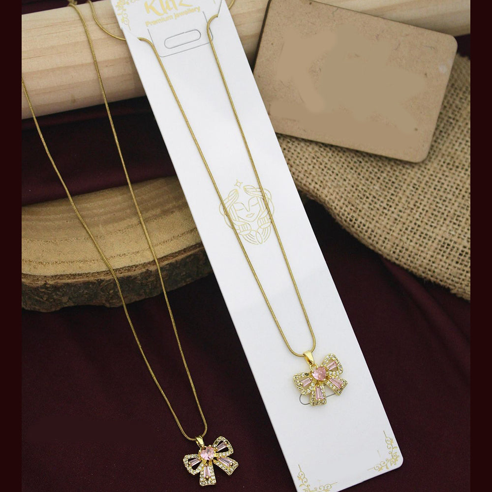 Klitz Premium Jewellery Crystal Stone Bow Necklace (Pack of 12)