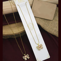 Klitz Premium Jewellery Crystal Stone Bow Necklace (Pack of 12)