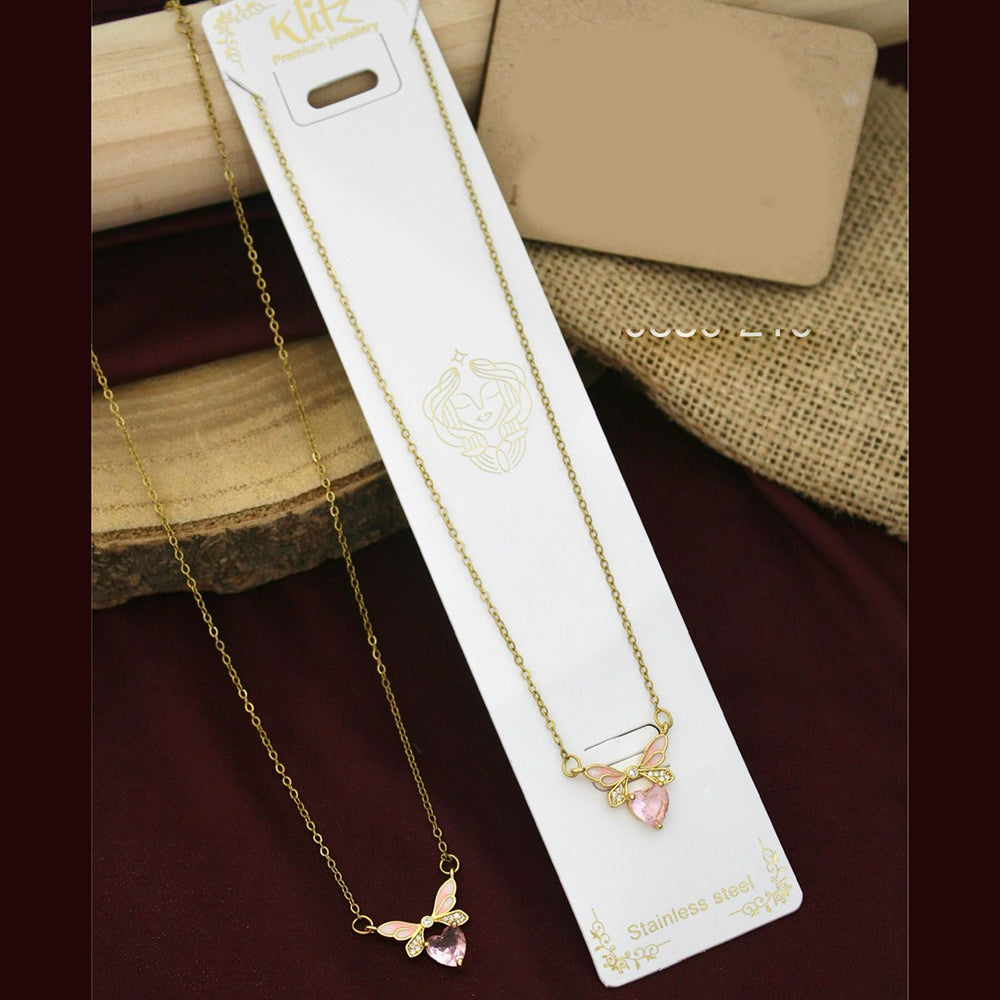 Klitz Premium Jewellery Crystal Stone Heart Shape Necklace (Pack of 12)