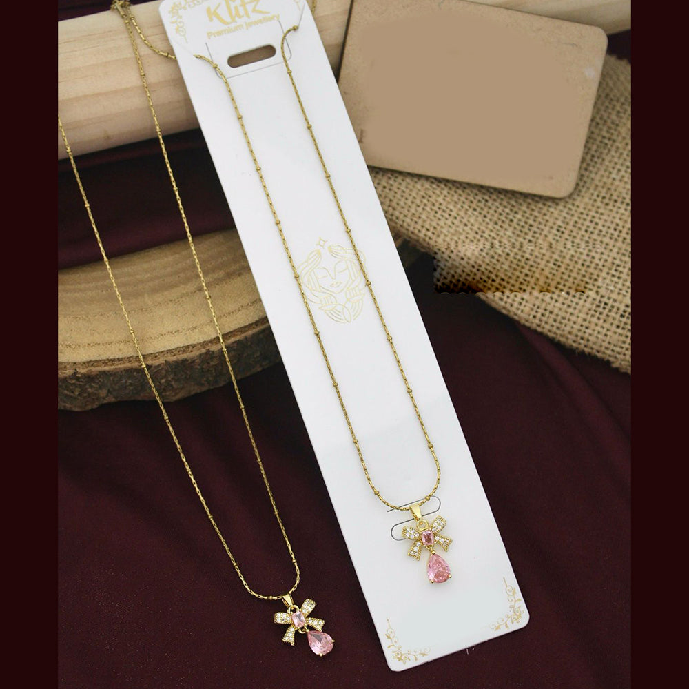 Klitz Premium Jewellery Crystal Stone Bow Necklace (Pack of 12)