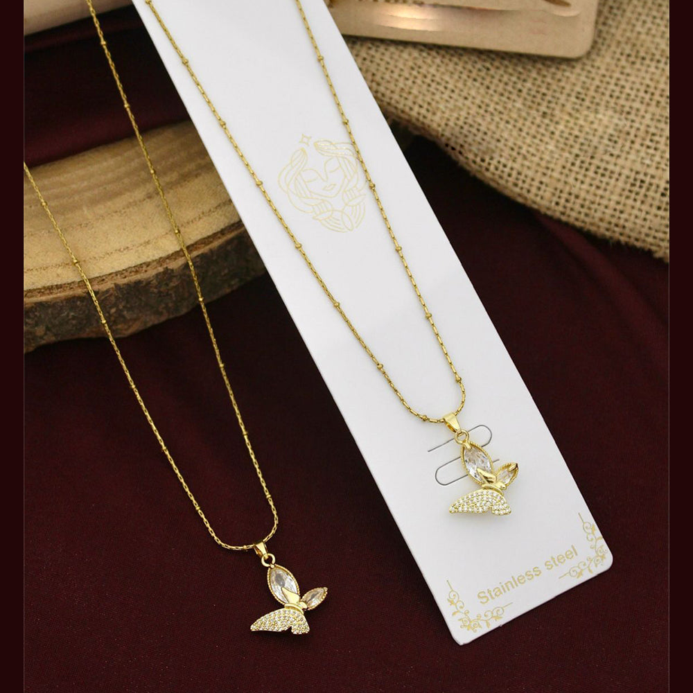 Klitz Premium Jewellery Crystal Stone Butterfly Necklace (Pack of 12)
