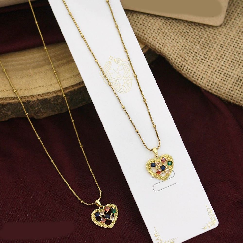 Klitz Premium Jewellery Crystal Stone Heart Shape Necklace (Pack of 12)