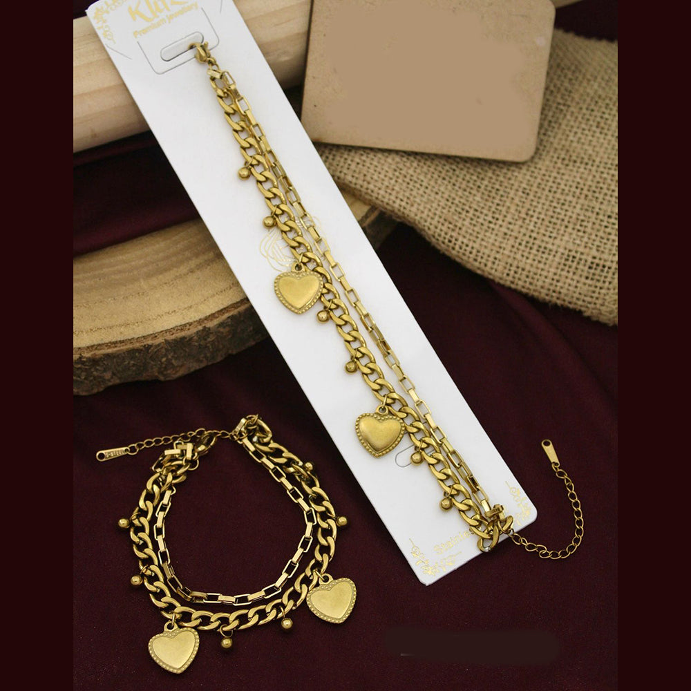 Klitz Beautiful Heart Charm Design Bracelet for Girls & Women