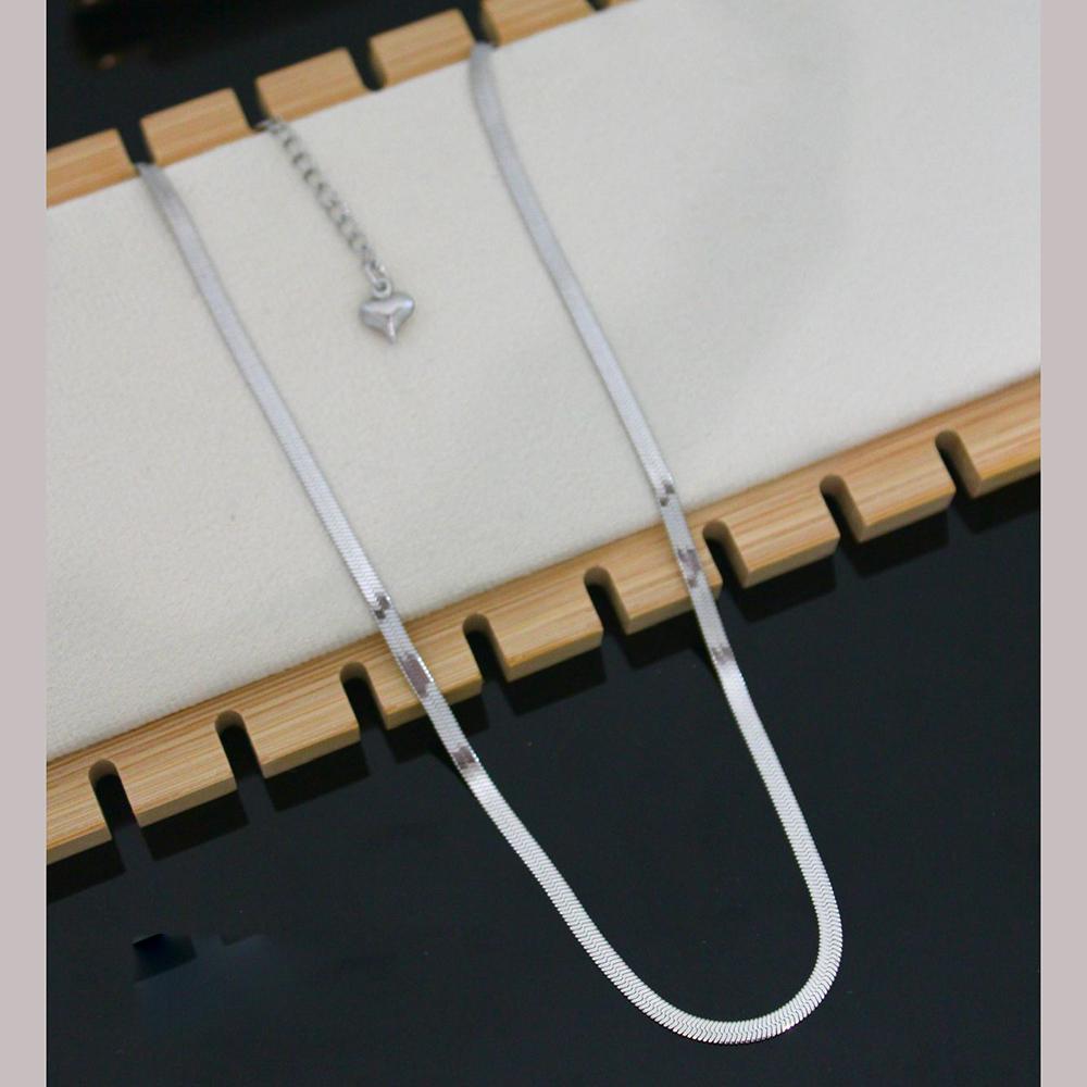 Klitz Premium Silver Plated Flat Snake Chain (Pack of 12)