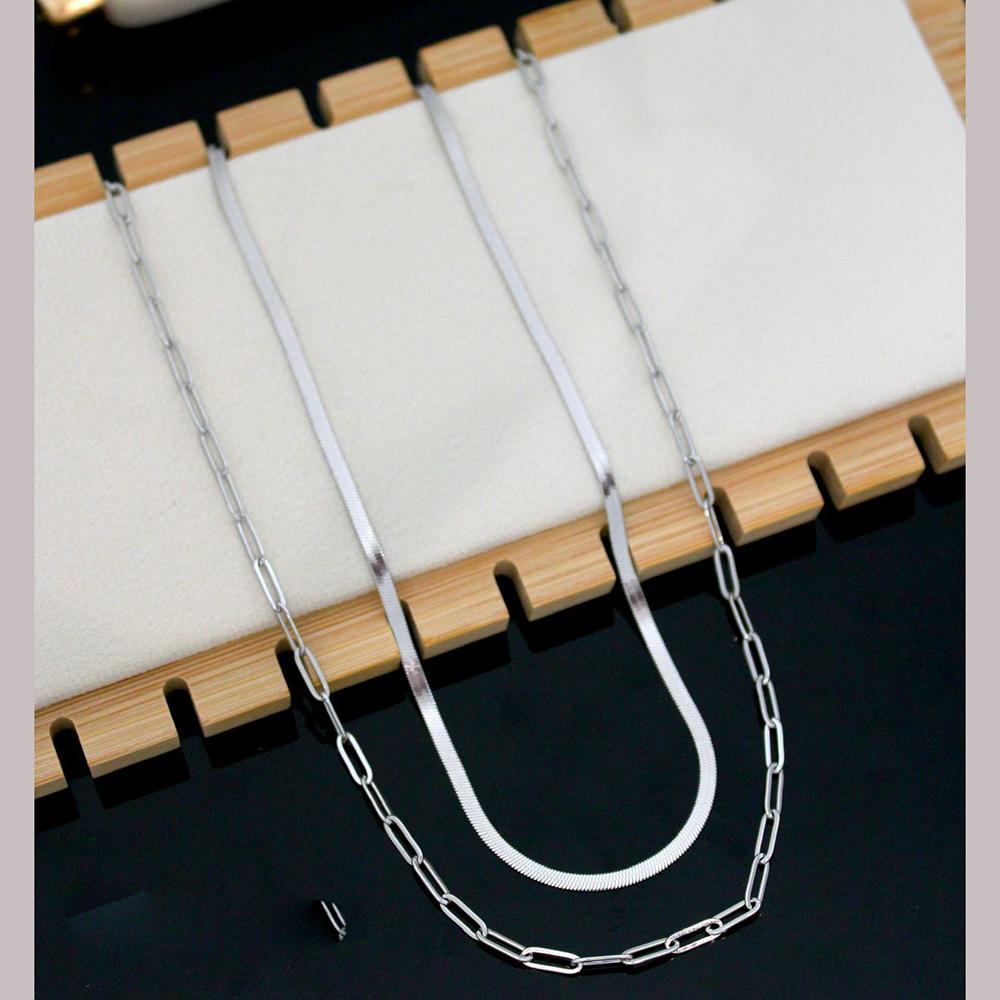 Klitz  Minimalist  Set of  Rhodium Plated Chain (Pack of 12)