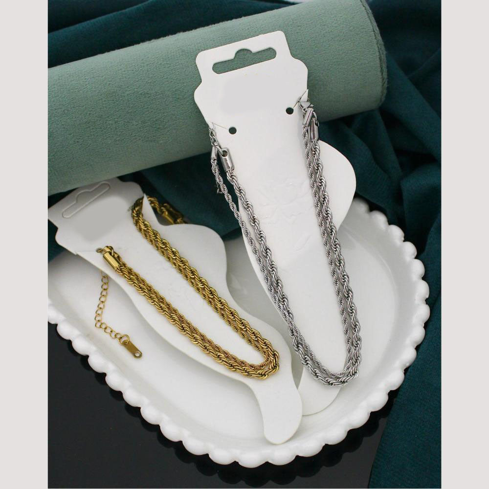 Klitz  Stylish Stainless Steel Layered Anklet / Payal (Pack of 12)