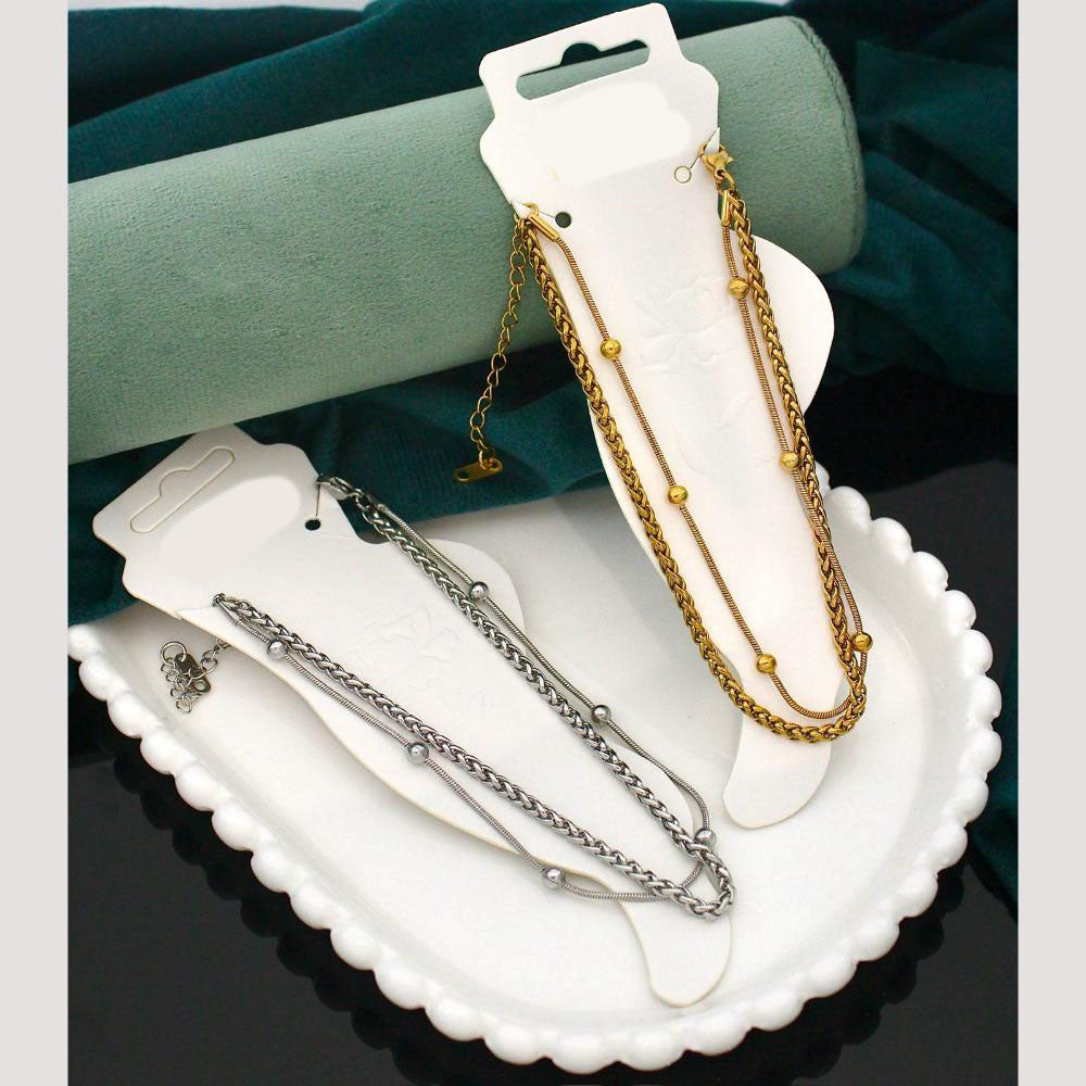 Klitz  Stylish Stainless Steel Layered Anklet / Payal (Pack of 12)
