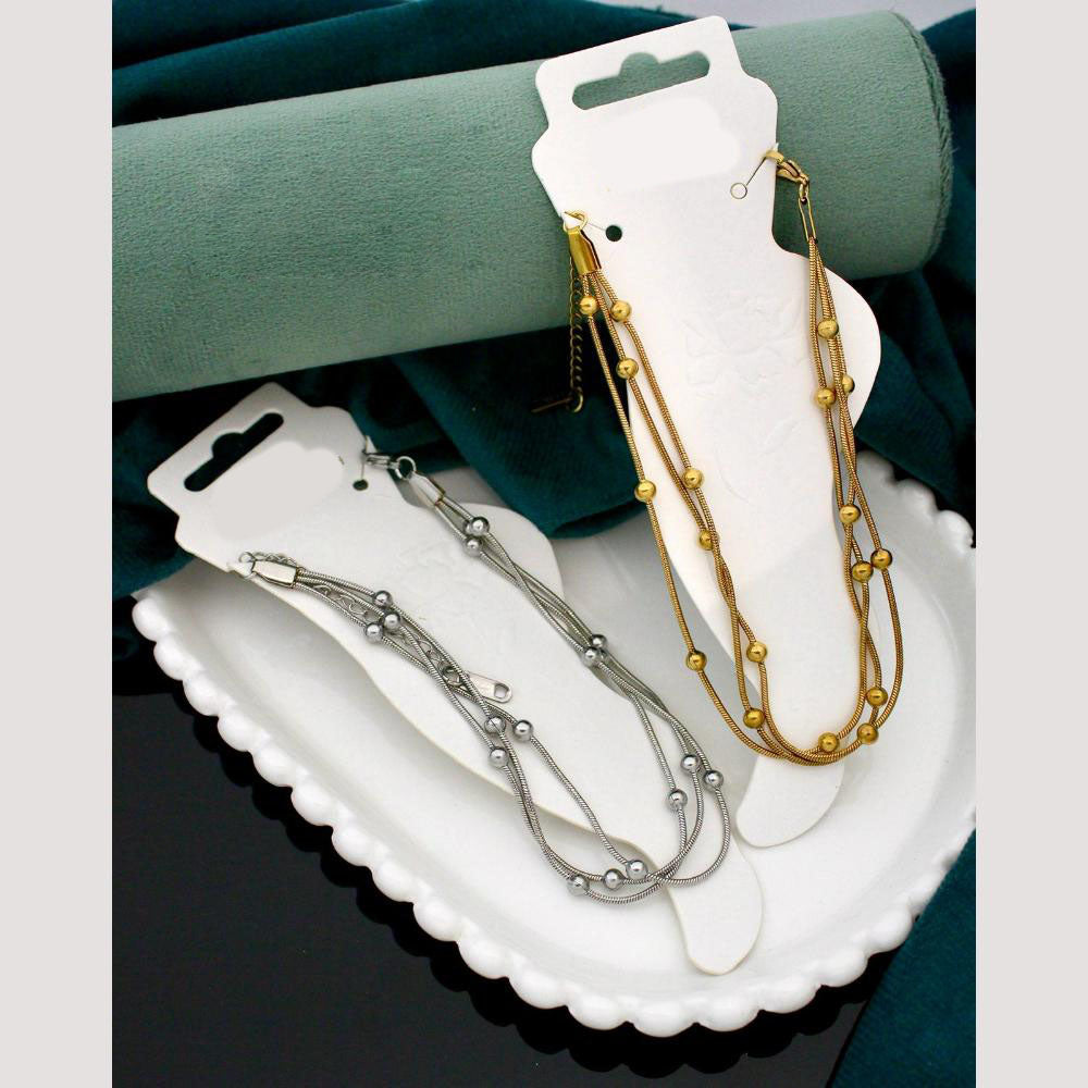 Klitz  Stylish Stainless Steel Layered Anklet / Payal (Pack of 12)