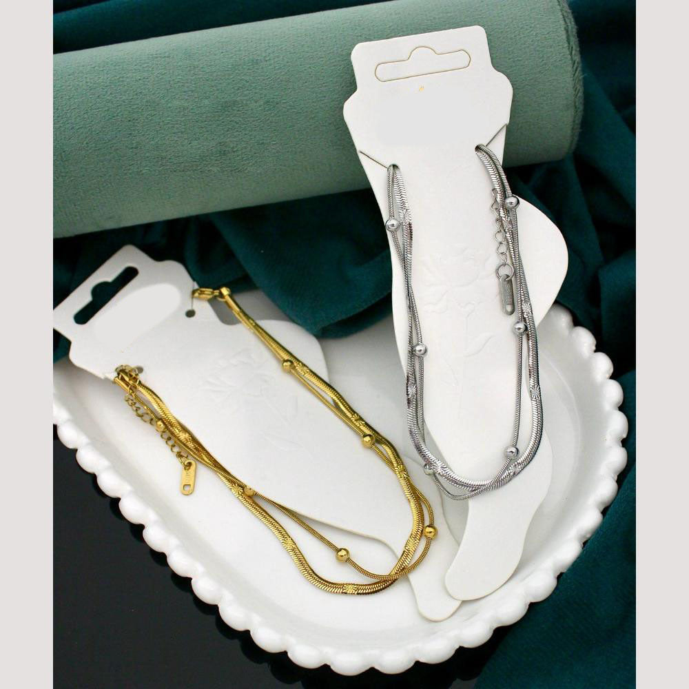 Klitz  Stylish Stainless Steel Layered Anklet / Payal  (Pack of 12)