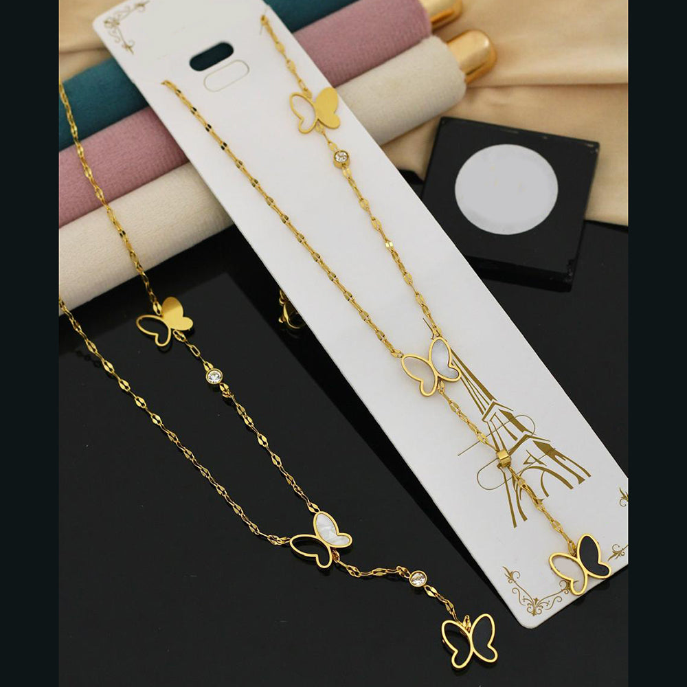 Klitz Premium Jewellery Butterfly Shape Crystal Stone Necklace (Pack of 12)