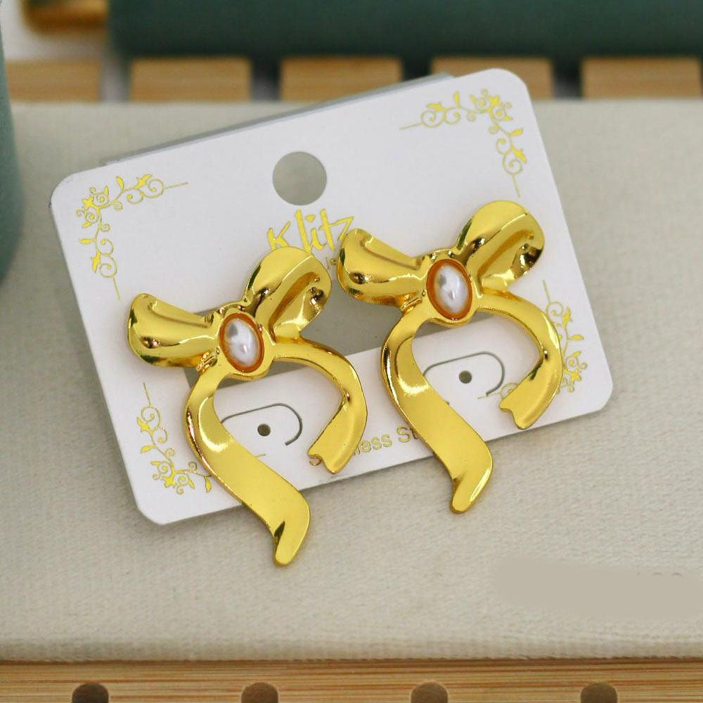 Klitz Premium Bow Shape Studs Earrings  (Pack of 12)