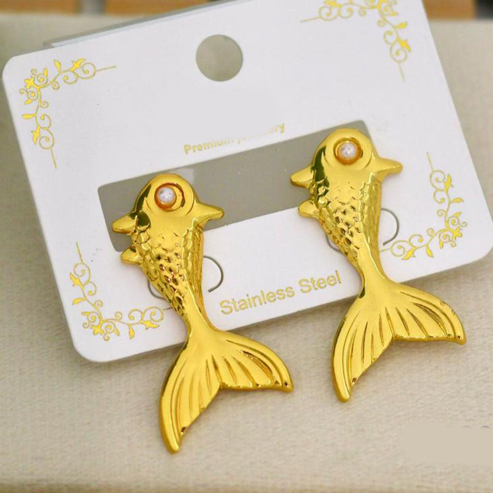 Klitz Premium Fish Shape Studs Earrings  (Pack of 12)