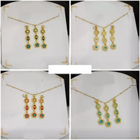 Klitz Premium Jewellery Crystal Stone Necklace Set (Pack of 12) (Assorted Color)