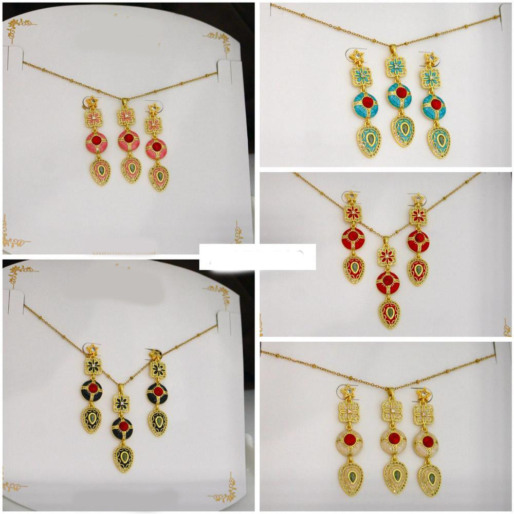 Klitz Premium Jewellery Crystal Stone Necklace Set (Pack of 12) (Assorted Color)