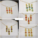 Klitz Premium Jewellery Crystal Stone Necklace Set (Pack of 12) (Assorted Color)