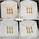 Klitz Premium Jewellery Crystal Stone Necklace Set (Pack of 12) (Assorted Color)