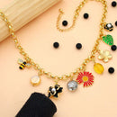 Klitz Trendy Floral & Bee Charm Necklace for Women(Pack of 12)