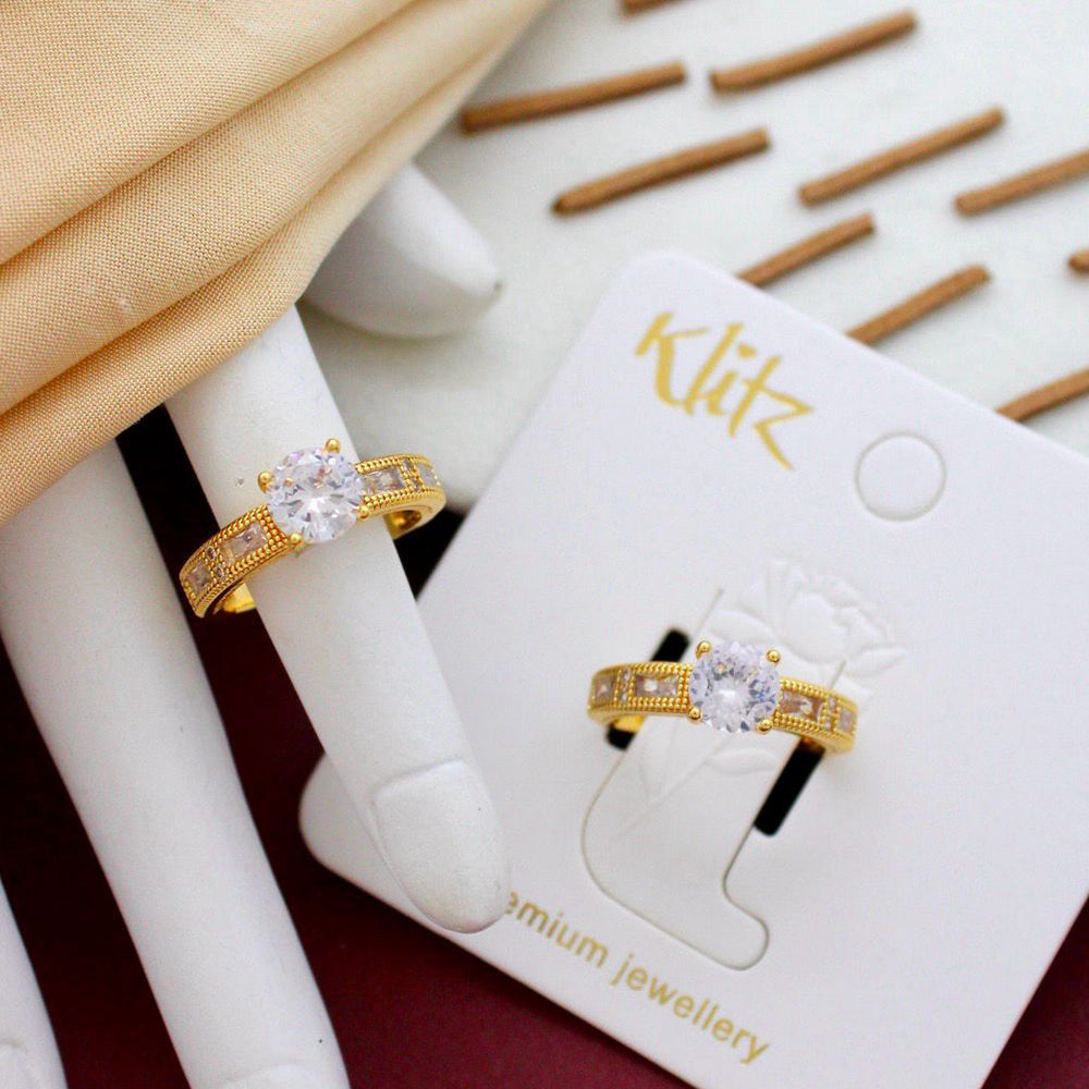 Klitz Sparkling Austrian Stone Cocktail Ring  (Pack of 12)
