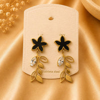 Klitz Elegant Flower Design Crystal Stone Dangler Earrings for Women (Pack of 12)