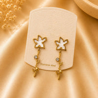 Klitz Elegant Flower Design Crystal Stone Dangler Earrings for Women (Pack of 12)