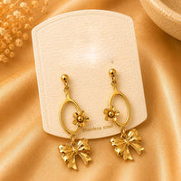 Klitz Elegant  Bow And Flower Shape Dangler Earrings for Women (Pack of 12)