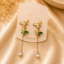 Klitz Elegant  Butterfly  Design Crystal Stone  Dangler Earrings for Women (Pack of 12)