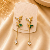 Klitz Elegant  Butterfly  Design Crystal Stone  Dangler Earrings for Women (Pack of 12)