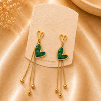 Klitz Elegant  Heart  Shape Dangler Earrings for Women (Pack of 12)