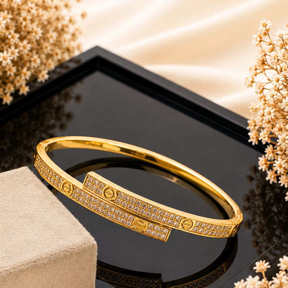 Klitz Gold Plated  Austrian Stone Openable Kada