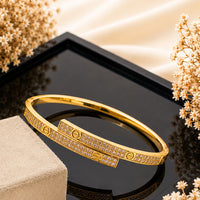 Klitz Pack Of 12 Gold Plated  Austrian Stone Openable Kada