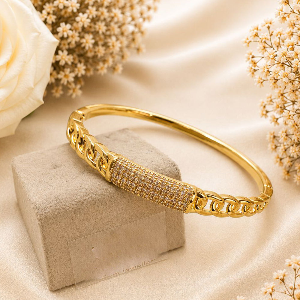 Klitz Gold Plated Austrian Stone Openable Kada