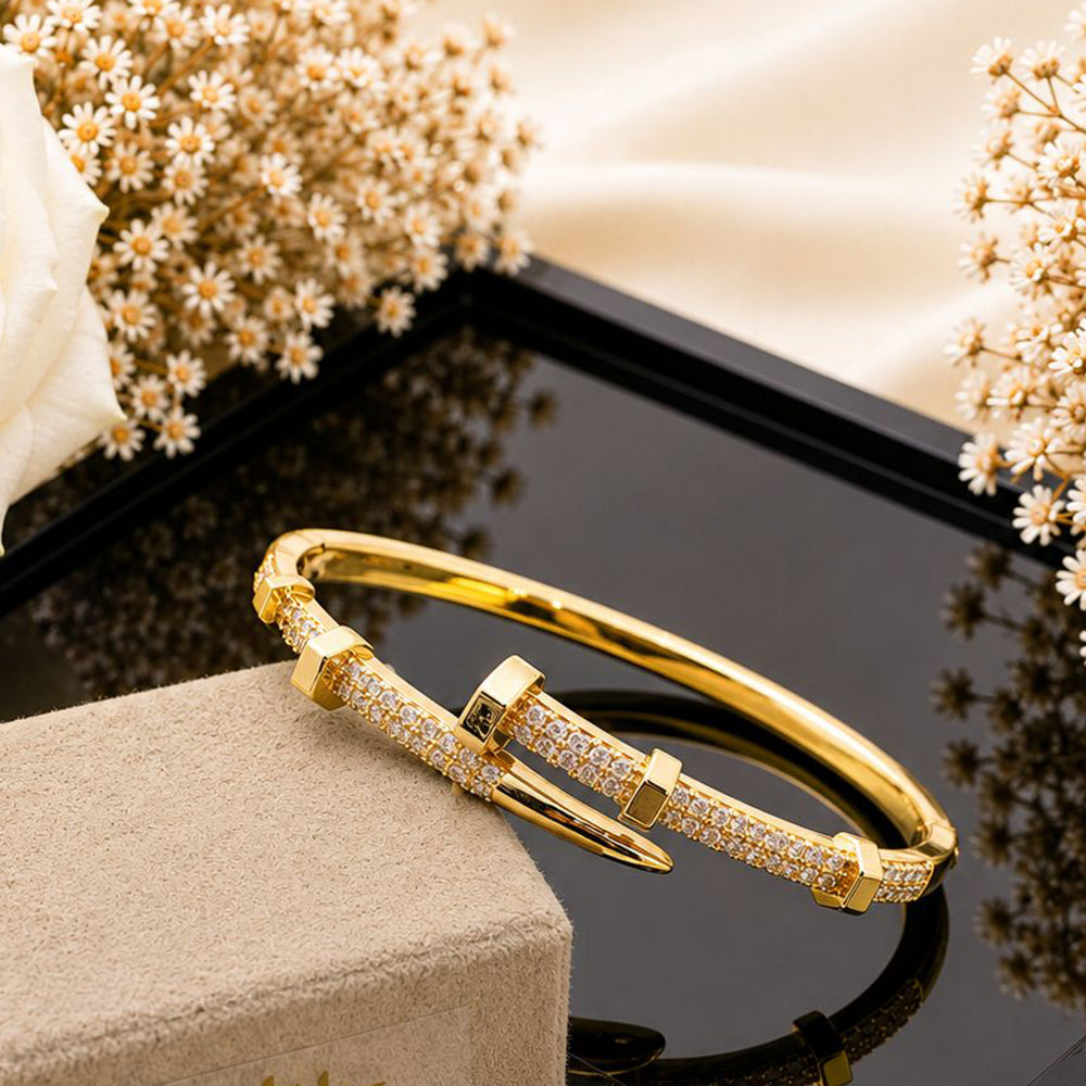 Klitz Gold Plated Austrian Stone Openable Kada