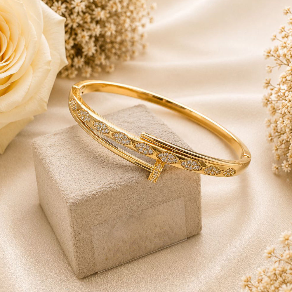 Klitz Gold Plated Austrian Stone Openable Kada
